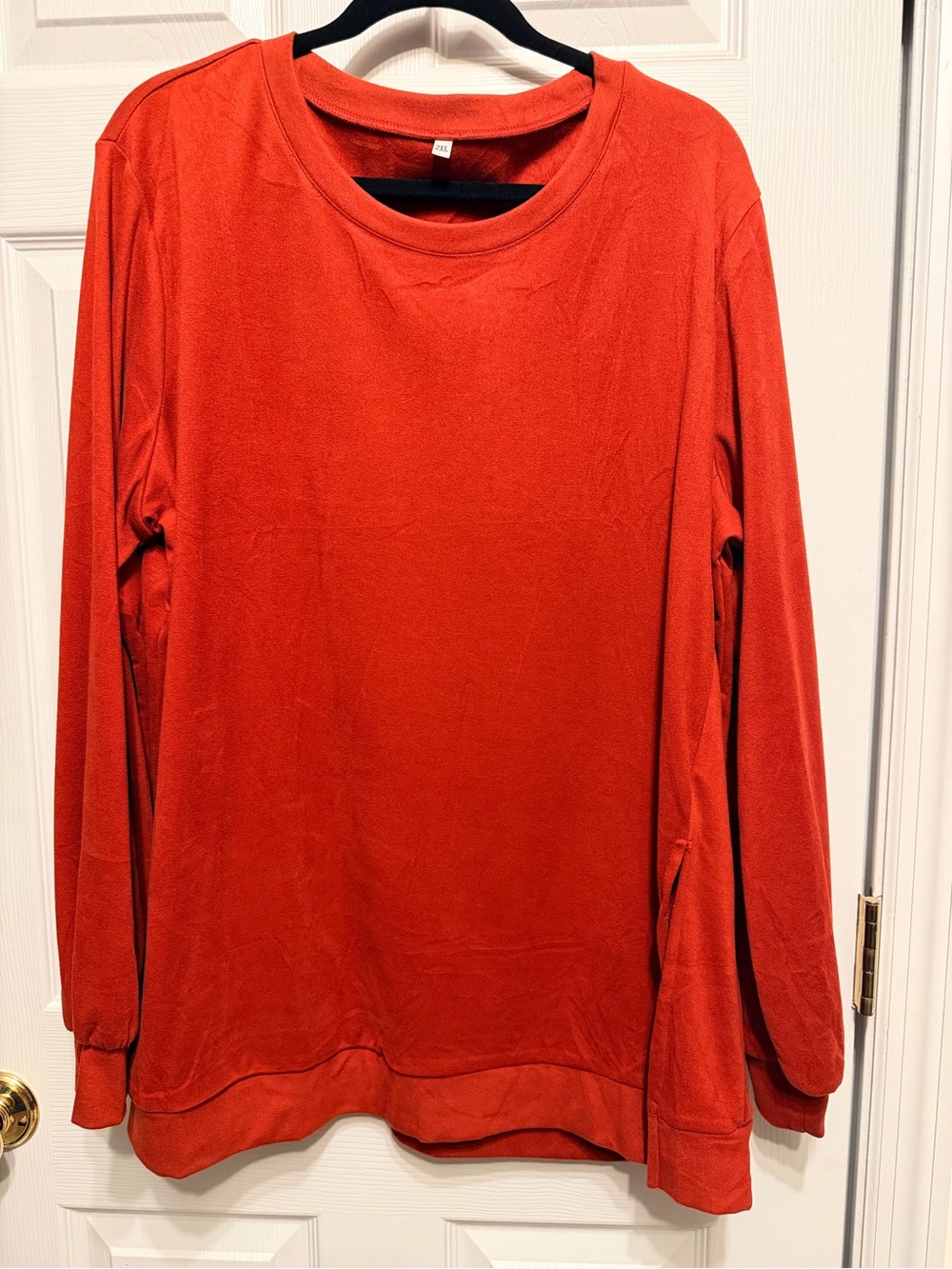 Amazon Women's Long Sleeve Crewneck Tunic - Red-Orange